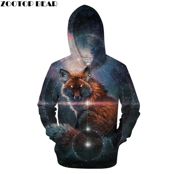 

galaxy&wolf 3d zip hoodie men zipper hoody casual sweatshirt brand tracksuit pullover autumn coat printed drop ship zooear, Black