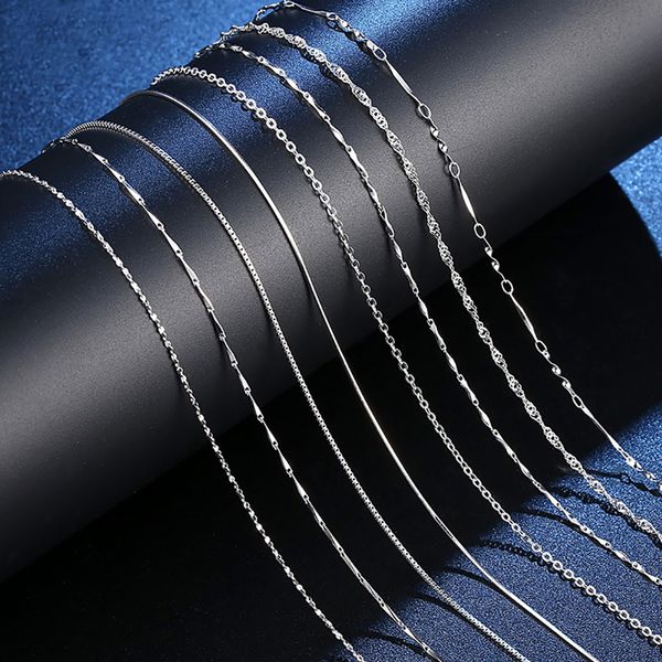 

real pure 925 sterling silver chain necklace, auniquestyle women girls ladies box snake rope cross chain necklace jewelry