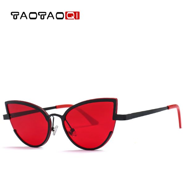 

taotaoqi brand cat eye sunglasses women designer fashion metal retro sun glasses female vintage red shades eyewear uv400, White;black