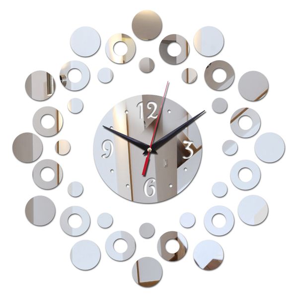 

2018 new mirror 3d acrylic modern design bathroom clock watch diy wall clocks home decor quartz living room needle g