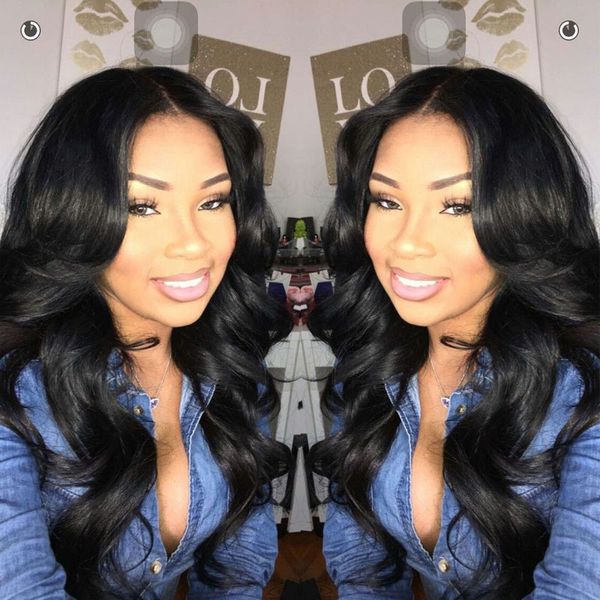 

100% brazilian malaysian peruvian human hair body wave wigs unprocessed pre plucked lace frontal wigs with baby hair length 12-24 inch, Black