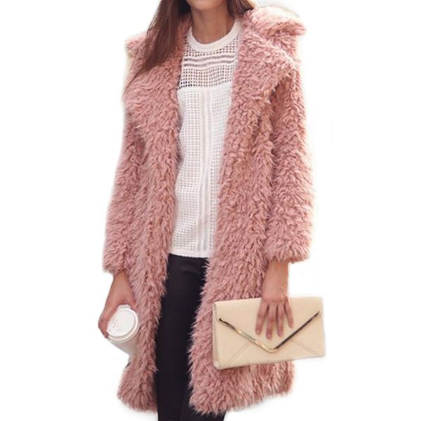 

faux fur coat powder pink alpaca outwear shaggy fur jacket fake fur overcoat blush pink fluffy coats burning man coat, Black;brown