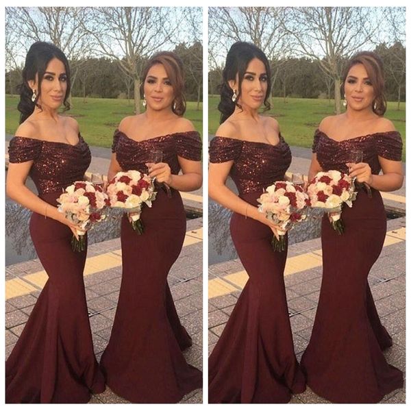 

dark red 2018 sparkly sequins off shoulder long bridesmaid dresses custom arabic formal vestidos de bridesmaids honor of maid dress, White;pink