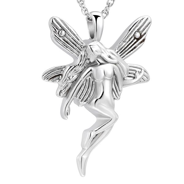

cremation urn necklace for ashes angle shape stainless steel memorial keepsake locket for women, Silver