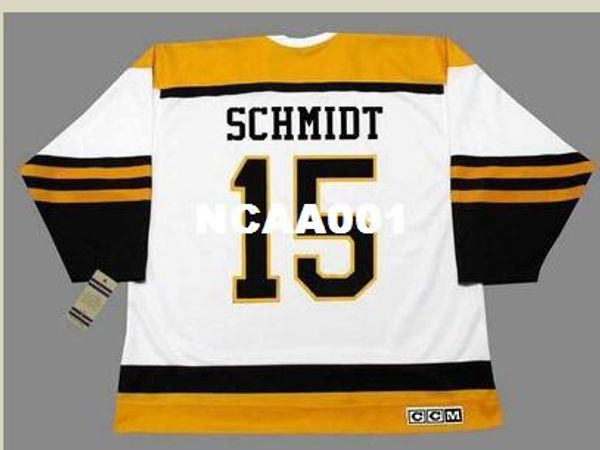

mens #15 milt schmidt boston bruins 1950's ccm vintage away hockey jersey or custom any name or number retro jersey, Black;red