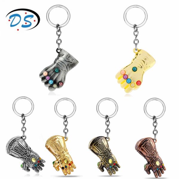 

dongsheng jewelry men keychain thanos infinity gauntlet glove keyrings movie jewelry key ring chain llavero chaveiro, Silver