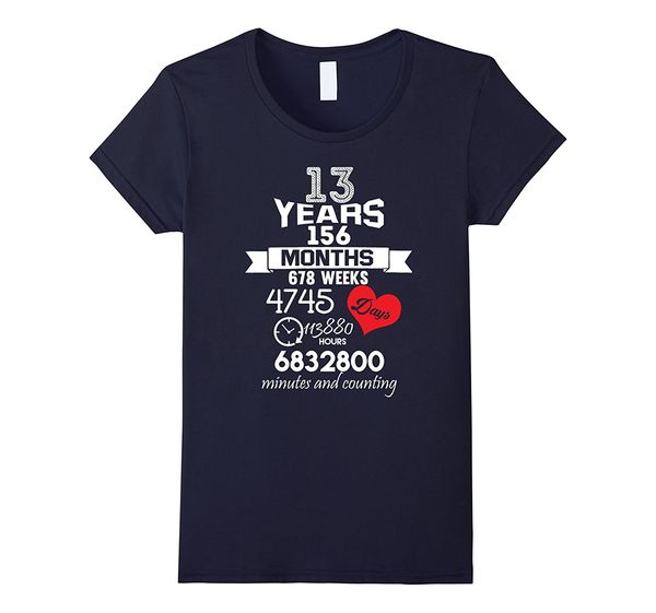 Acheter Tee Shirt Femme Cadeau D Anniversaire 13e 13 Ans Mariage