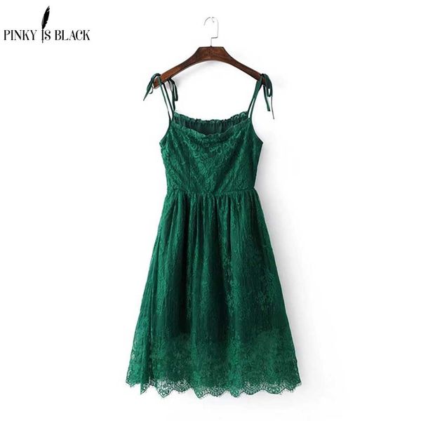 

pinky is black 2018 new vintage spaghetti strap summer dress women green lace dress basic sundress christmas party vestidos, White;black