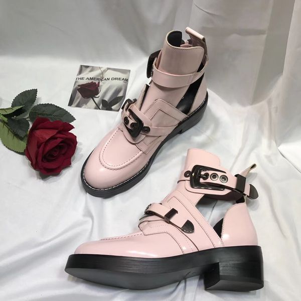 

of new hollowed motorcycle boots designer ladies designer 4 color 34-41+ full package, Black