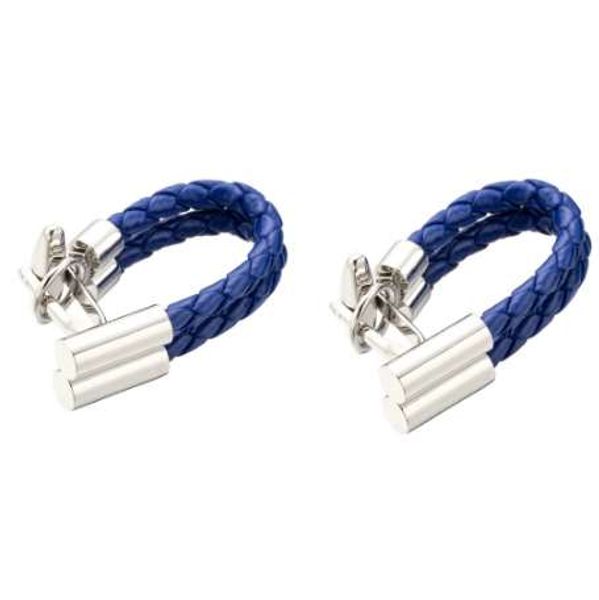 

blue leather chain cufflinks healthy cuff link weaving cuffs button gemelos men jewelry drop shipping 248, Silver