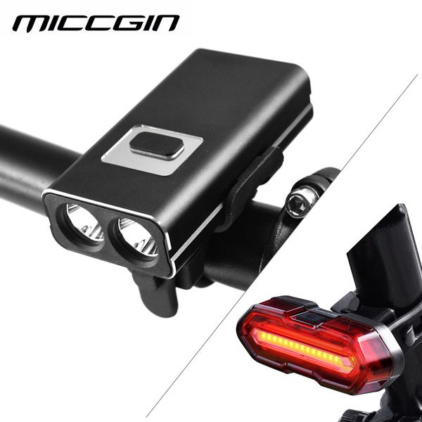 

bike 600lm dual led mini front light & bicycle rear cob light miccgin headlight taillight usb rechargeable waterproof led