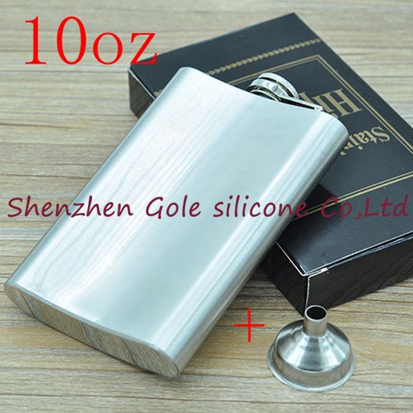 

wholesale 200pcs/lot mini portable 10oz stainless steel hip flask liquor whisky alcohol cap + funnel drinkware gift