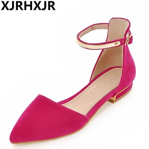 

2018 fashion women summer flat heels sandals elegant ankle strap metal pointed toe shoes rome style casual close toe shoes, Black