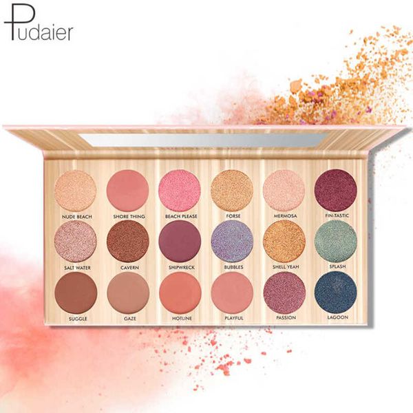 Pudaier matte18 cor da paleta da sombra subiu pêssego vermelho nude pigmento de maquiagem de longa duração à prova d 'água shimmer sombra em pó