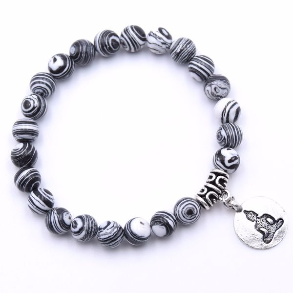 

new natural stone strand bracelet yoga chakra bracelet om lotus women men beaded charm jewelry pulseras dropshipping, Golden;silver