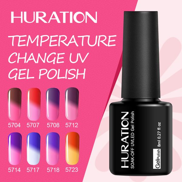 

huration temperature chameleon 8ml gel nail polish 29 color quick drying led uv nails change nail gel polish art gels lacquer, Red;pink