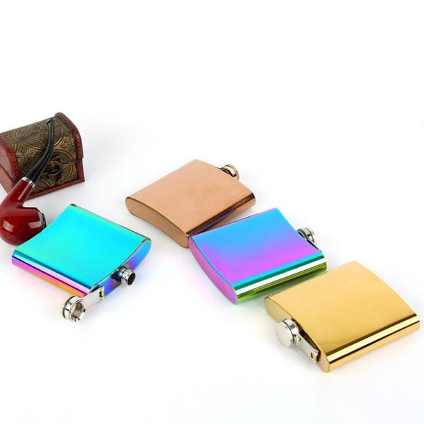 

3 colors 6oz hip flask flagon jug rose gold rainbow colorful stainless steel wine glass whiskey water bottle wine glasses cca10571-a 20pcs