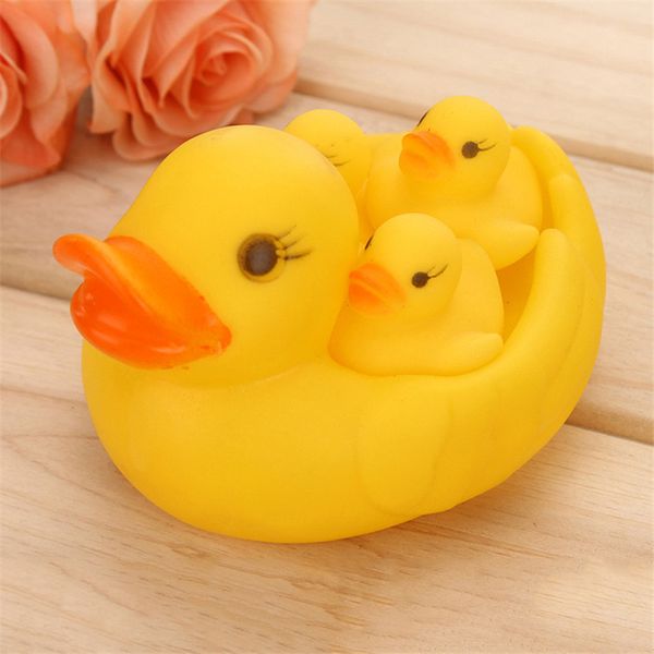 

4pc/lot kids toys bath toy shower water floating squeaky yellow rubber ducks baby toys water brinquedos for bathroom childrens toys
