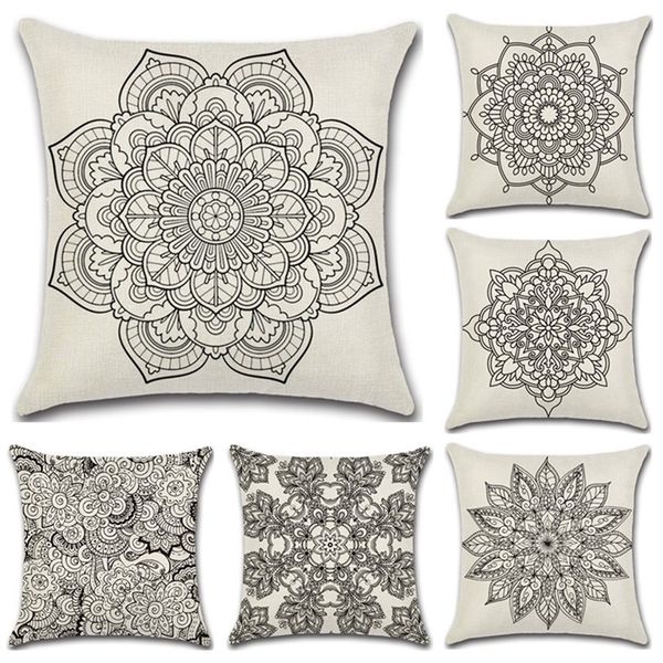 Mandala Bohemia Pillow Covers Black White Throw Pillows Abstract