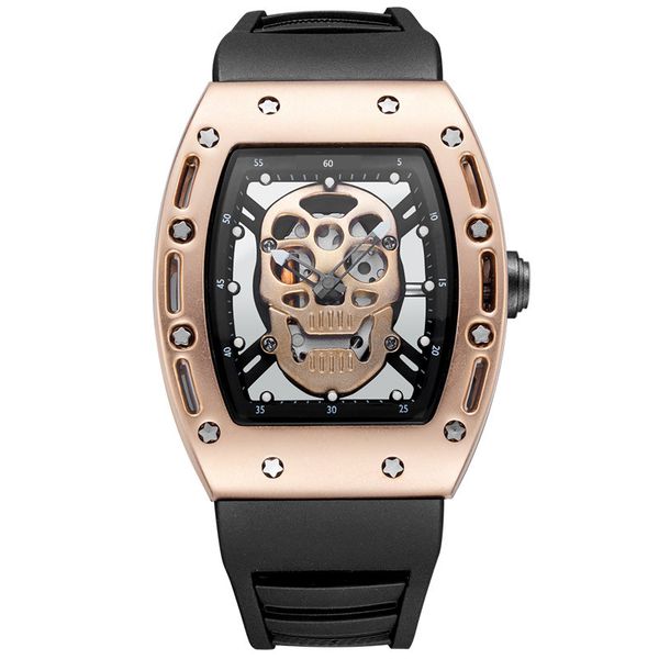 

relogio masculino skeleton 44mm big bang watch men fashion skull gold vintage wristwatch brand luxury mens designer watches rubber clock, Slivery;brown