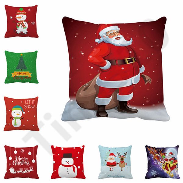 

45*45cm merry christmas pillow case snow xmas style cushion cover santa claus home decorative pillows case cover 100pcs t1i1035