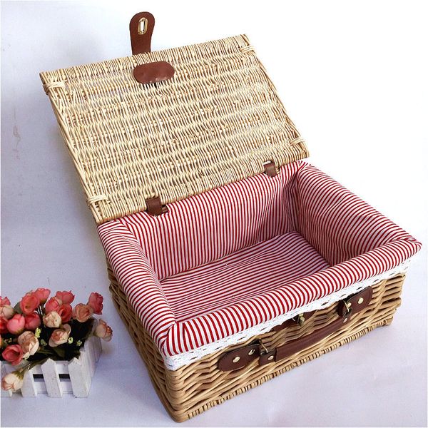 

outdoor picnic basket wicker basket portable storage box wine outdoor bbq cutlery