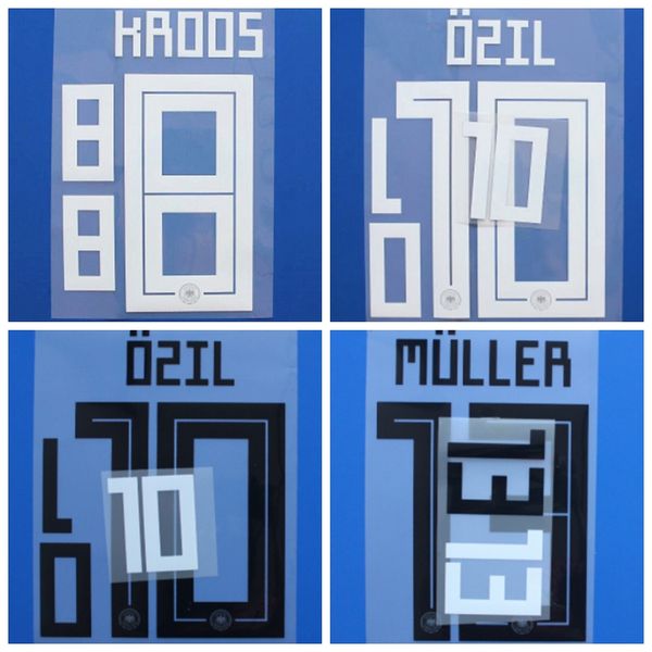 

2018 2019 Германия KIMMICH BOATENG REUS OZIL MULLER HUMMELS DRAXLER KROOS шрифт Имя Номер Печать патчи значки, Футбольные значки