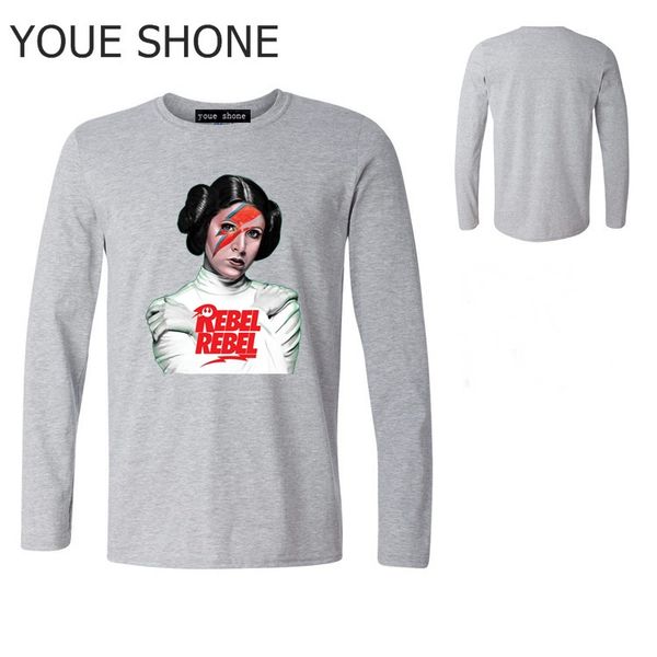 

star yoda darth vader men long sleeve tshirt camiseta david bowie jedi t-shirt mens leia rebel fitness wars basic t shirts pullover tees, White;black