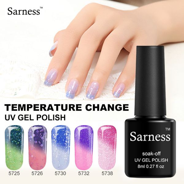 

sarness soak off thermal gel temperature changing colors nail gel polish semi-permanent hybrid varnish change uv lacquer, Red;pink