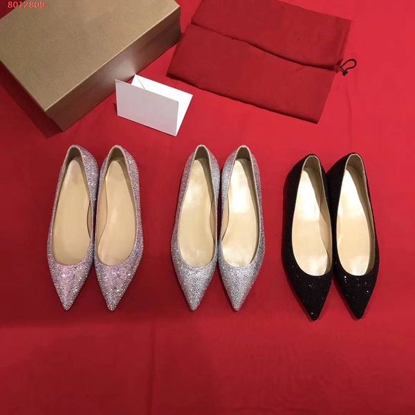 

New 2018 Shoes European Style Rhinestone Fashion Single Shoes Women Flats Ballerina Loafers Fashion Brand High Quality Size 34-40