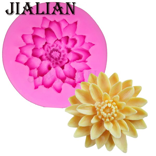 

3d beautiful lotus chrysanthemum flowers wedding cake decorating tools diy baking fondant silicone mold soap mould t0158