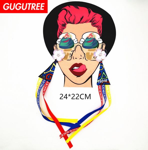 

gugutree embroidery big printed patches belle big patches badge patch applique patch for coat,t-shirt,hat,bags,sweater,backpack pp-1, Black