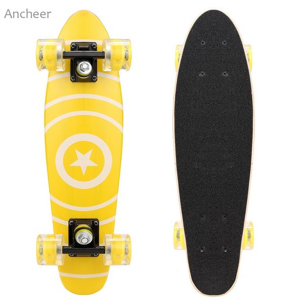 

four-wheel skateboarding 22inch mini cruiser style skateboard outdoors fun skate board with led light wheels for children