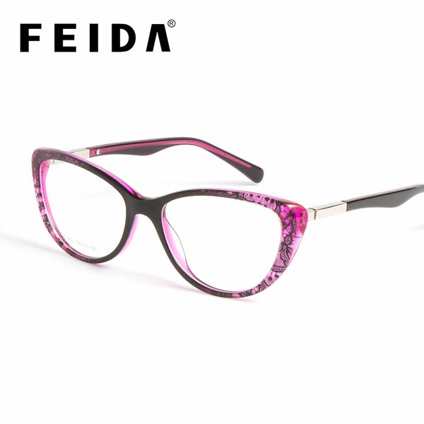 

дамы кошачий глаз цветок очки кадры для женщин ацетат металла оптические очки рамка мода очки прозрачный компьютер, Silver