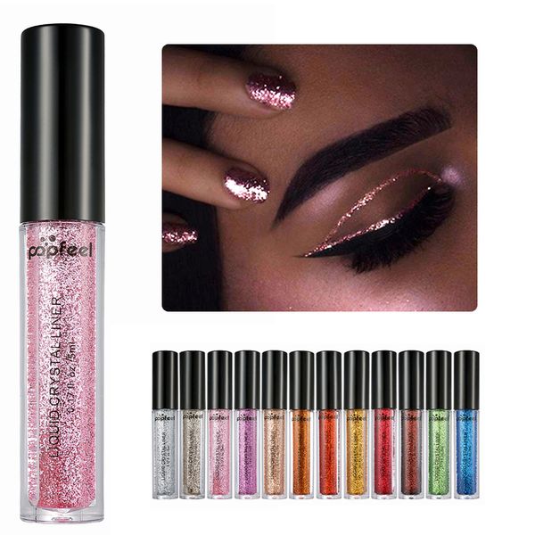 

popfeel long lasting waterproof liquid glitter eyeliner pencils white gold color shining shimmer brand eye liner makeup pen