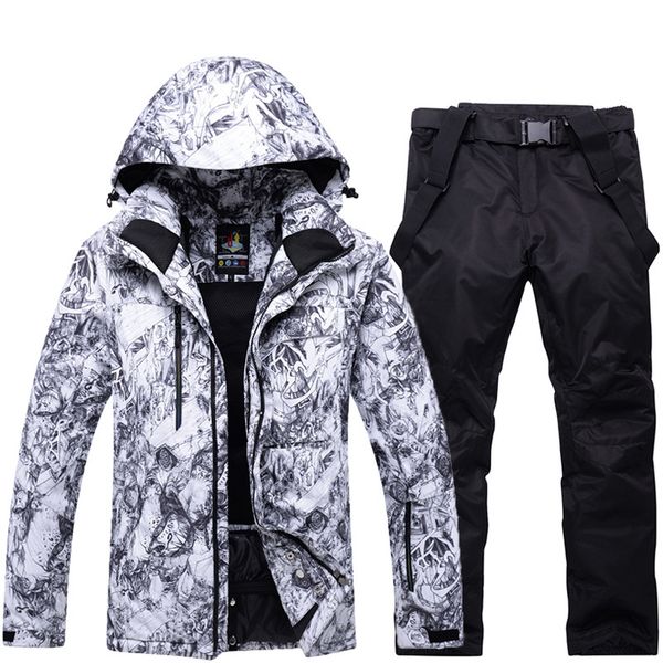 

2018 new men's ski suits single and double skiing jacket pants set windproof waterproof warm cotton padded ski clothes set