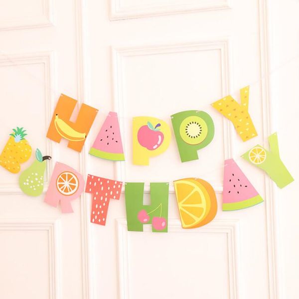 2018 Fruit Paper Flags Garland Summer Pineapple Watermelon Bunting