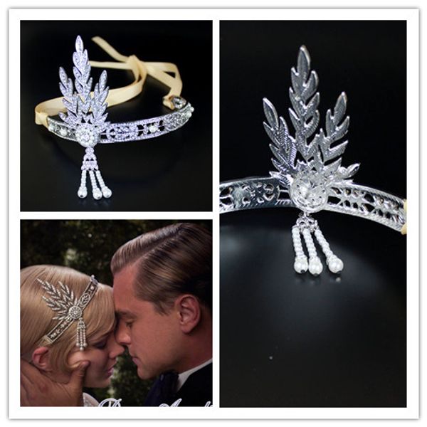 

высококлассные свадебные корона свадебный головной убор потрясающий гэтсби свадебные тиара аксессуары для волос для женщин, Silver