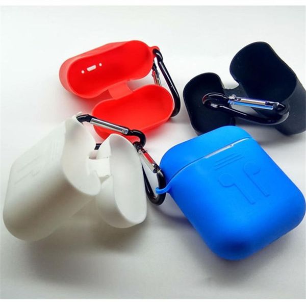 

colorful silicone case for apple airpods bluetooth earphone protective shockproof pouch air pods soft cover ultra thin with hooks keychain