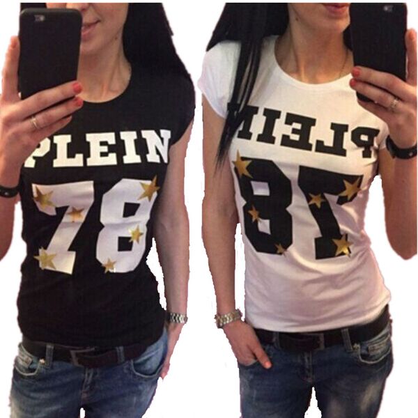 

2017 brand new casual t shirt women cotton short sleeve t shirt fashion numbers letter print women o-neck camiseta feminina, White