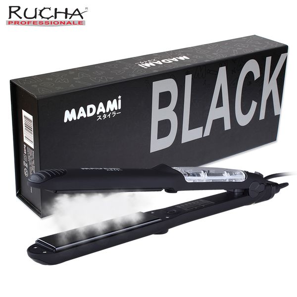 

madami профессиональный аргановое масло пара салон паровой выпрямитель для волос плоский утюг 450f керамические волосы электрический выпрями, Black