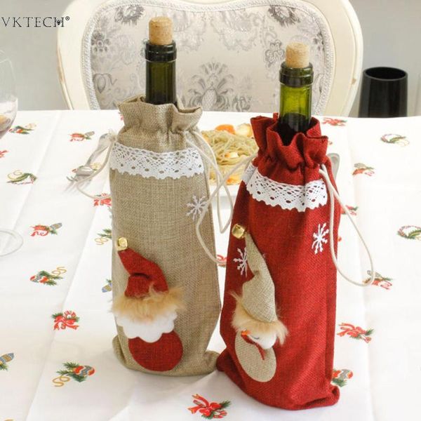 Christmas Wine Bottle Decor Santa Claus Snowman Bottle Cover