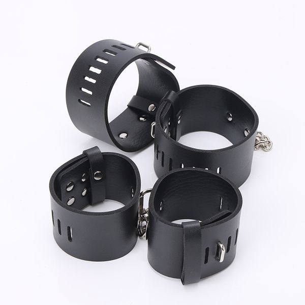 

maryxiong black pu restraint toys bondage wrist ankle cuffs toy shackle cuffs erotic game sm s&m leather handcuffs gickq