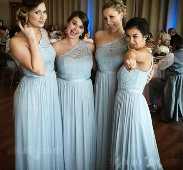 

Cheap One Shoulder Bridesmaid Dress A-line Lace Country Garden Wedding Party Guest Maid of Honor Gown Plus Size Custom Made
