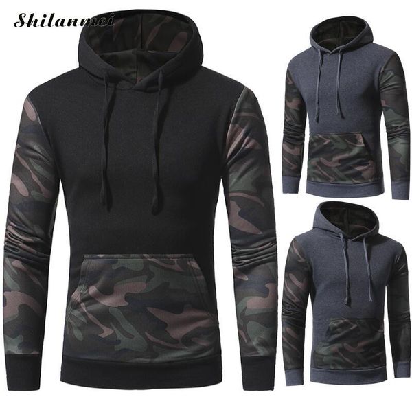 

2018 autumn men hoodies sweatshirt fashion camouflage print plus size tracksuit winter casual pullover male hooded black 3xl