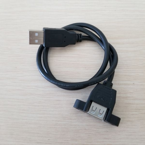 

10pcs/lot usb 2.0 type a male to female panel mount with screws data extension cable 50cm black for industrial control chassis