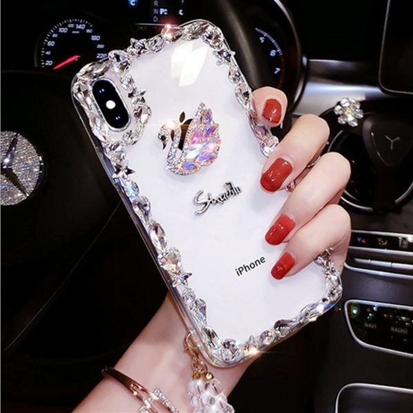 

Творческий роскошный модный алмазный лебедь прозрачный чехол для мобильного тел