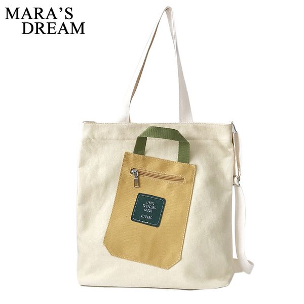 

mara's dream canvas shoulder bags women girls totes large capacity patchwork casual messenger bags handbags crossbody bag women