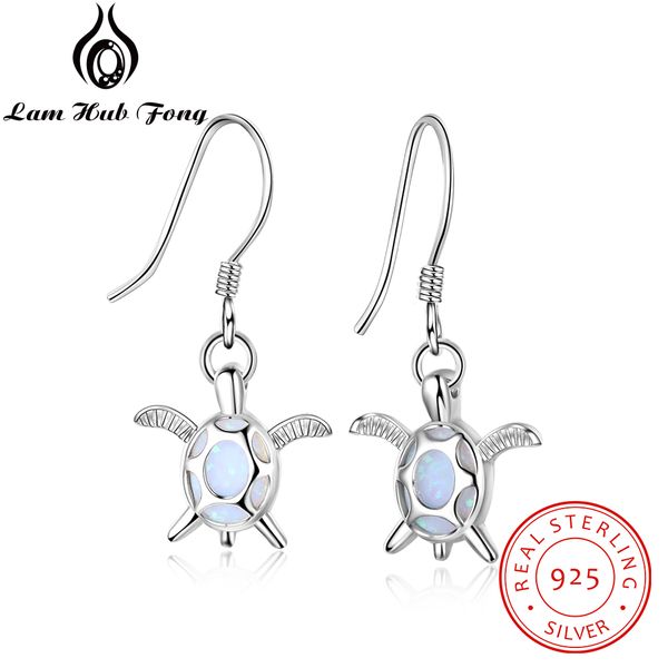 

fine 925 sterling silver costume jewelery drop earrings blue opal silver earrings tortoise shape for women(lam hub fong, Golden;silver