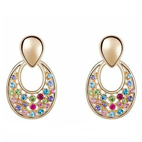 

new fashion brand crystal dangle drop earrings jewelry earrings for women champagne color trendy jewelry gift 8900, Silver